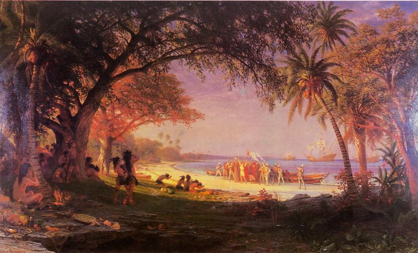 El desembarco de Colón, obra de Albert Bierstadt (1987)